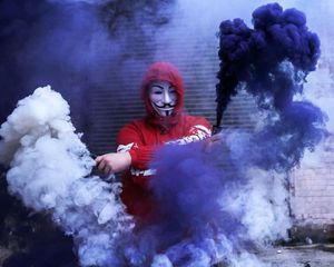 Preview wallpaper mask, anonymous, colored smoke