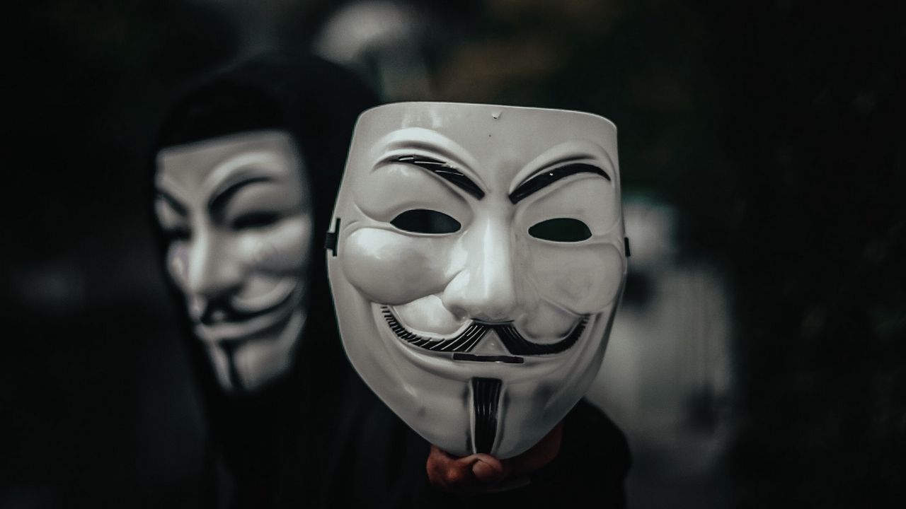 Wallpaper mask, anonymous, hand, hood