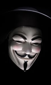 Preview wallpaper mask, anonymous, hat, dark