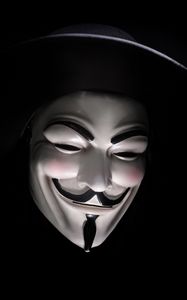 Preview wallpaper mask, anonymous, hat, dark