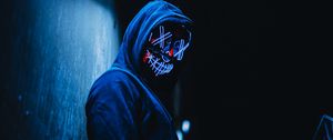 Preview wallpaper mask, anonymous, hood, glow, dark