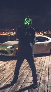 Preview wallpaper mask, anonymous, hood, auto, glow, silence