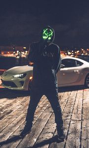 Preview wallpaper mask, anonymous, hood, auto, glow, silence