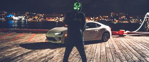 Preview wallpaper mask, anonymous, hood, auto, glow, silence