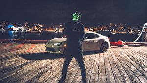 Preview wallpaper mask, anonymous, hood, auto, glow, silence