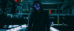 Preview wallpaper mask, anonymous, hood, darkness, neon, glow