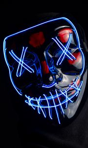 Preview wallpaper mask, anonymous, neon, face, hidden, dark