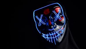 Preview wallpaper mask, anonymous, neon, face, hidden, dark