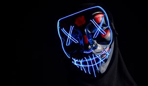 Preview wallpaper mask, anonymous, neon, face, hidden, dark