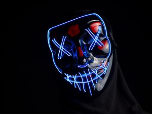 Preview wallpaper mask, anonymous, neon, face, hidden, dark