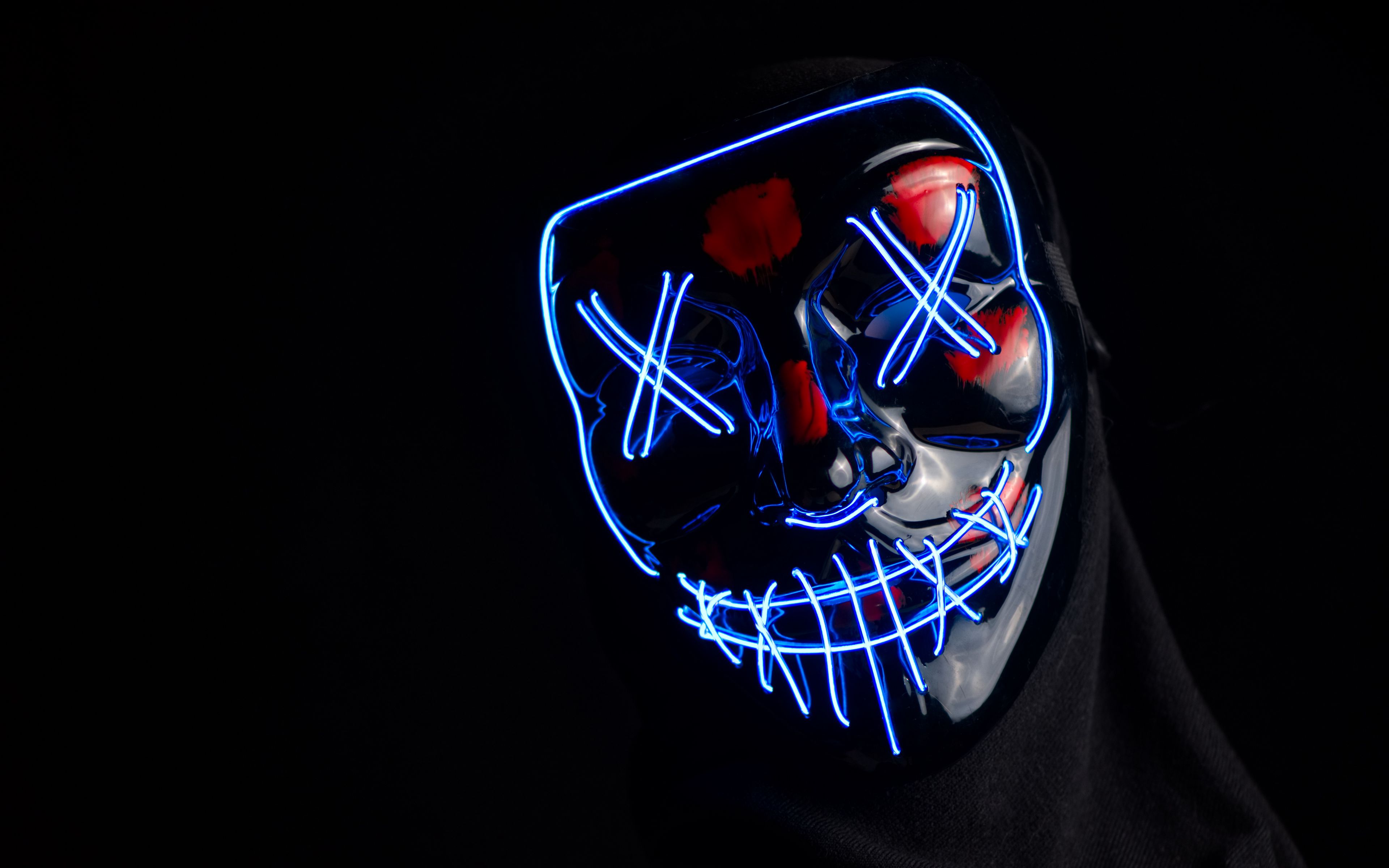 Download Wallpaper 3840x2400 Mask Anonymous Neon Face Hidden Dark 4k Ultra Hd 1610 Hd 0985