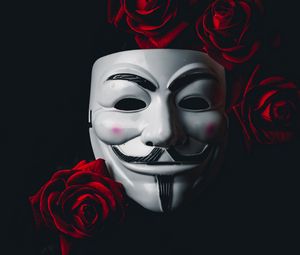 Preview wallpaper mask, anonymous, roses, flowers, dark
