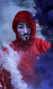 Preview wallpaper mask, anonymous, smoke, smoke bomb