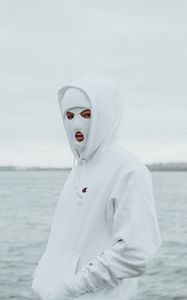 Preview wallpaper mask, balaclava, hood, white