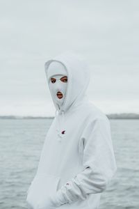 Preview wallpaper mask, balaclava, hood, white