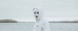 Preview wallpaper mask, balaclava, hood, white