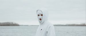 Preview wallpaper mask, balaclava, hood, white