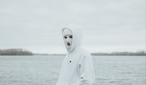 Preview wallpaper mask, balaclava, hood, white