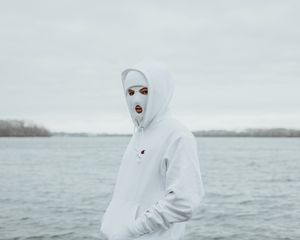 Preview wallpaper mask, balaclava, hood, white