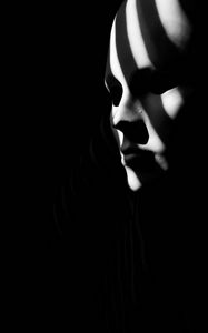 Preview wallpaper mask, bw, gloomy, face