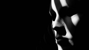 Preview wallpaper mask, bw, gloomy, face