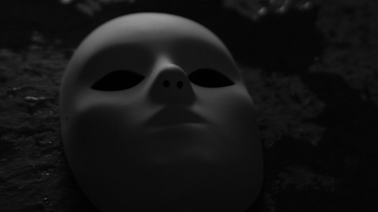 Wallpaper mask, bw, gloomy, dark
