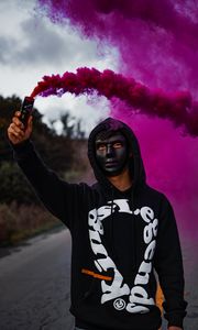 Preview wallpaper mask, colored smoke, hood