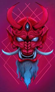 Preview wallpaper mask, demon, horns, fangs, art