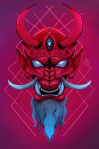 Preview wallpaper mask, demon, horns, fangs, art