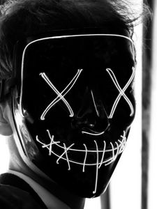 Preview wallpaper mask, face, bw, person