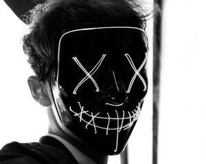 Preview wallpaper mask, face, bw, person