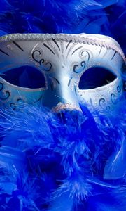 Preview wallpaper mask, feathers, female, ball