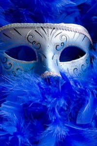 Preview wallpaper mask, feathers, female, ball