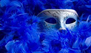 Preview wallpaper mask, feathers, female, ball