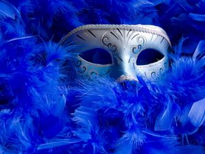 Preview wallpaper mask, feathers, female, ball