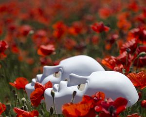 Preview wallpaper mask, flowers, poppies