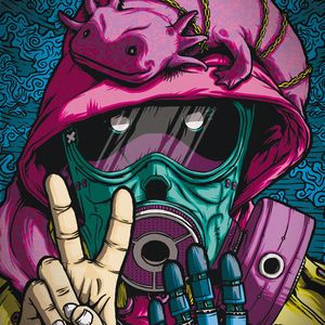 Preview wallpaper mask, gas mask, hand, respirator, art