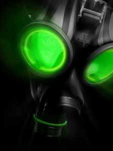 Preview wallpaper mask, gas mask, light, glow