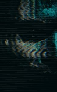 Preview wallpaper mask, glitch, stripes, noise, dark, scary