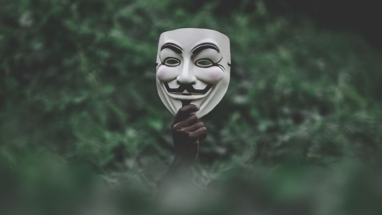 Wallpaper mask, hand, anonymous, grass