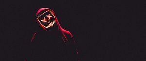 Preview wallpaper mask, hood, anonymous, dark, man, light