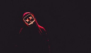 Preview wallpaper mask, hood, anonymous, dark, man, light