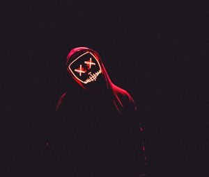 Preview wallpaper mask, hood, anonymous, dark, man, light