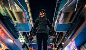 Preview wallpaper mask, hood, glitch, man