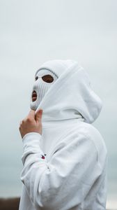 Preview wallpaper mask, hoodie, protection, white