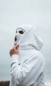 Preview wallpaper mask, hoodie, protection, white