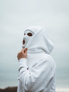 Preview wallpaper mask, hoodie, protection, white