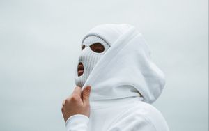 Preview wallpaper mask, hoodie, protection, white