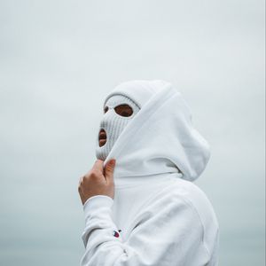 Preview wallpaper mask, hoodie, protection, white