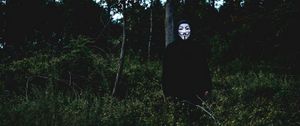 Preview wallpaper mask, man, forest, anonymous